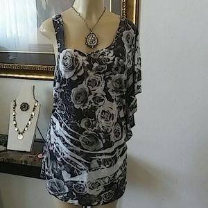 Banabee Black and White Party Blouse